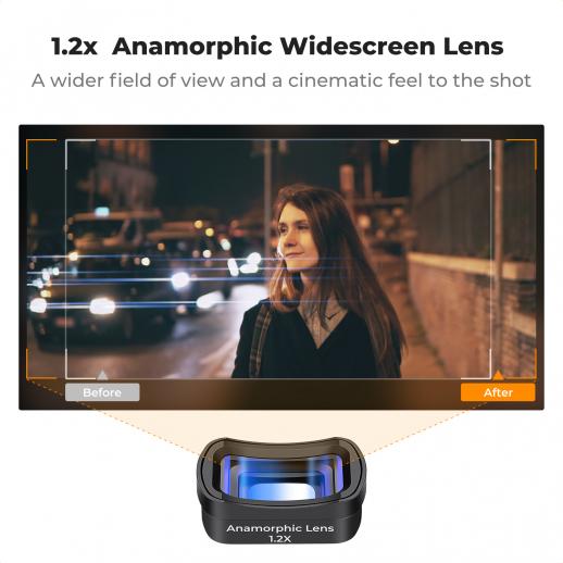 k&f DJI Osmo Pocket 3 1.2X Anamorphic Lens, Blue Streak Effect Widescreen Cinematic Lens, Magnetic Attach / Multi-Coated / Optical Glass k&f DJI Osmo Pocket 3 1.2X Anamorphic Lens, Blue Streak Effect Widescreen Cinematic Lens, Magnetic Attach / Multi-Coated / Optical Glass